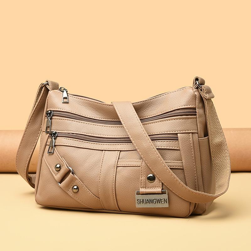 Soft Leather Large Capacity Multi Compartment Shoulder Bag