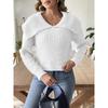 Women’s Cropped Top: New Autumn/Winter Knit Jumper with Large Lapel, Pull-Over Style