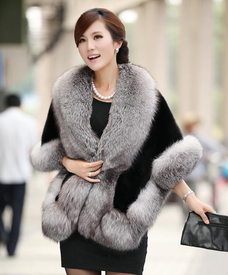 

Women s Faux Fur Shawl Wrap - Fluffy Fox & Rabbit Fur, Wedding & Winter Warmth One Size