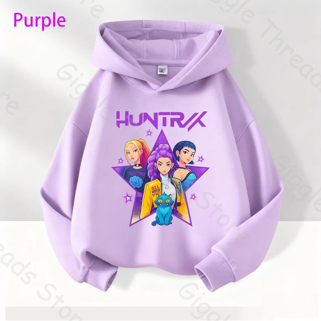 K-POP Lovkyně démonů Módní Fialová Dětská Mikina Super Pohodlná Neutrální Kreslená Mikina
