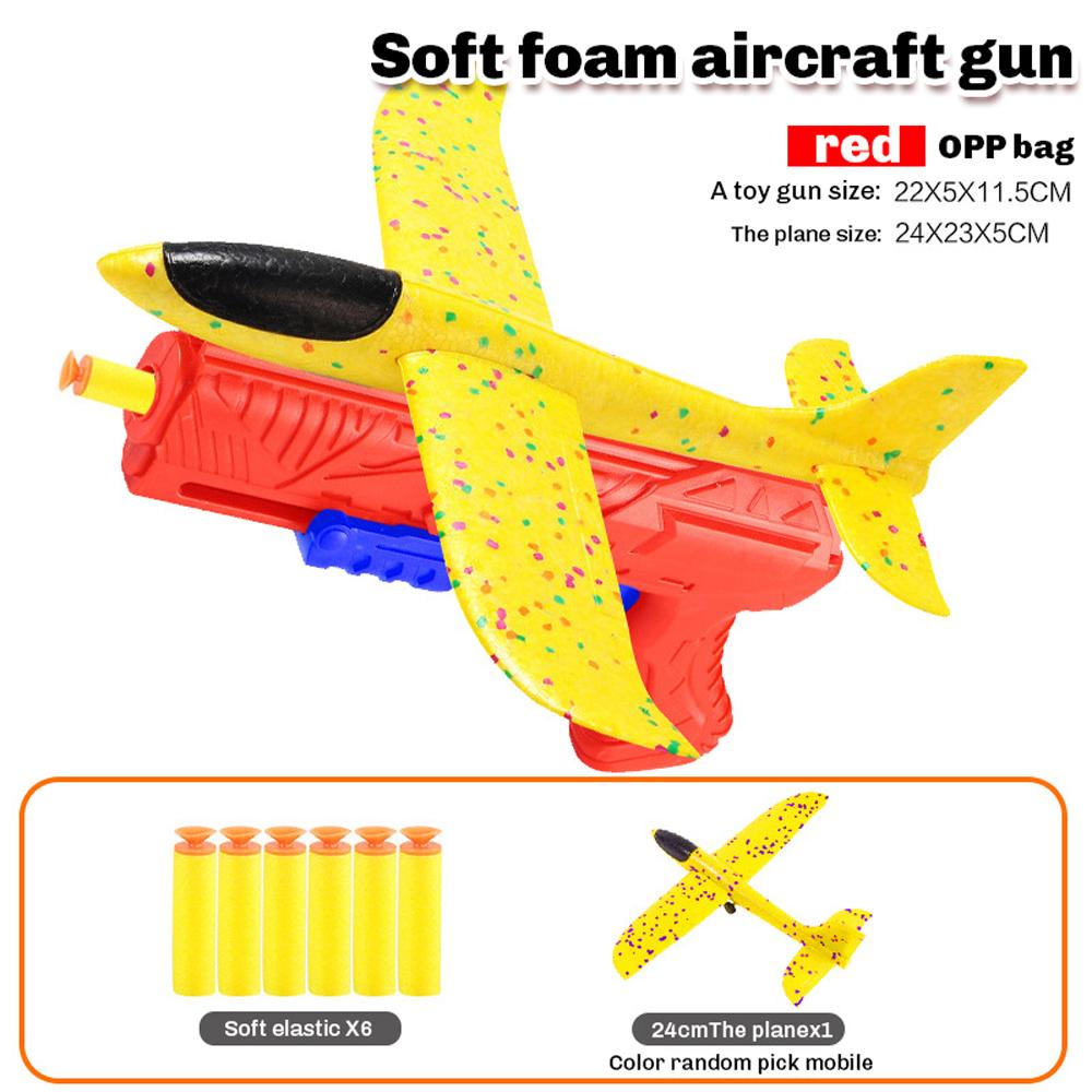 Foam Plane 10M Launcher Catapult Glider Airplane Gun Toy Children Outdoor Game Bubble Model Shooting Fly Roundabout Boy Toys