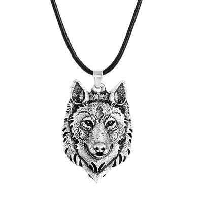 Tibetan Silver Wolf Head Pendant Necklace Amulet Animal Viking Men Gift Jewelry
