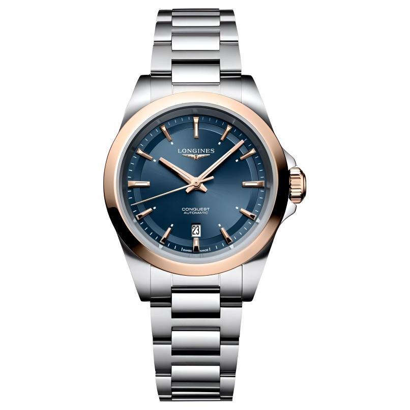 LONGINES Concas Yuedong series automatic mechanical movement 100 meters fashionable Swiss watch 30mm blue dial stainless steel strap L3.320.5.92.6