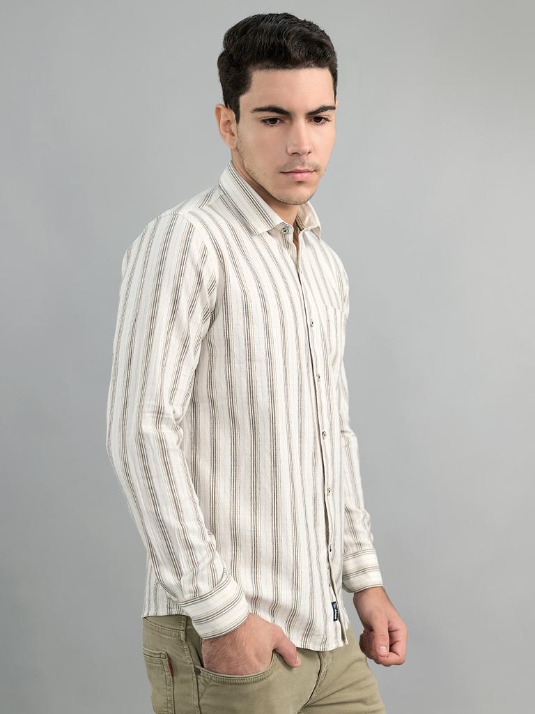 MONTE CARLO Mens Regular Fit Stripes Full Sleeve Shirt