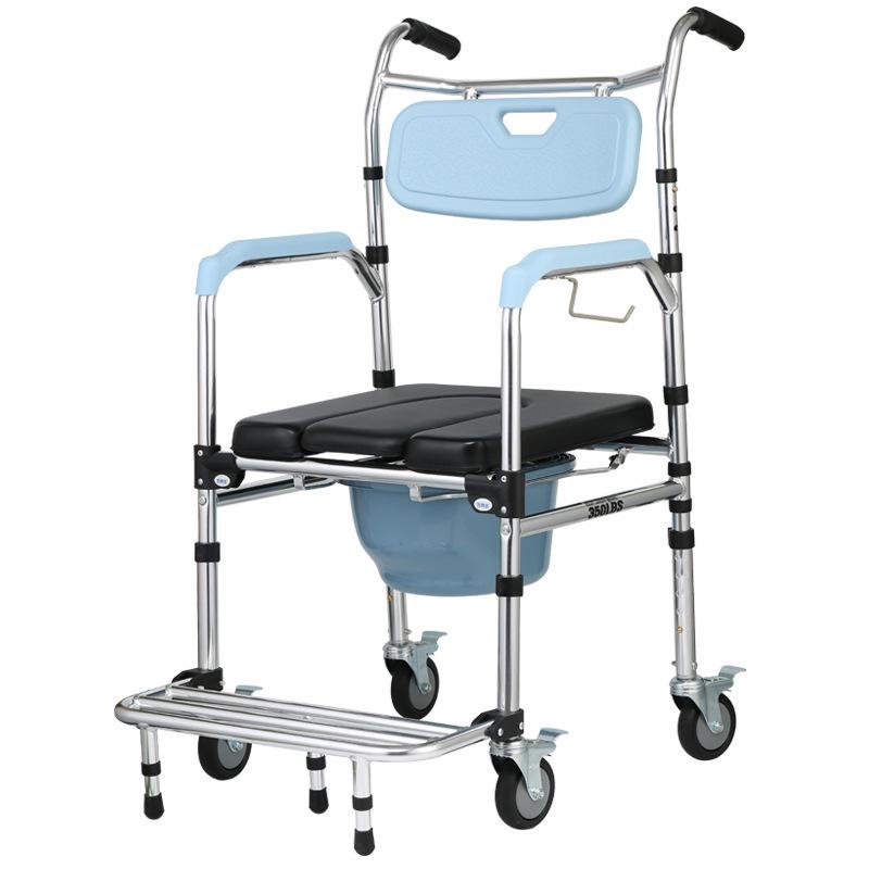 Multi-functional Aluminum Alloy Elderly Shower & Toilet Wheelchair with Armrests & Wheels