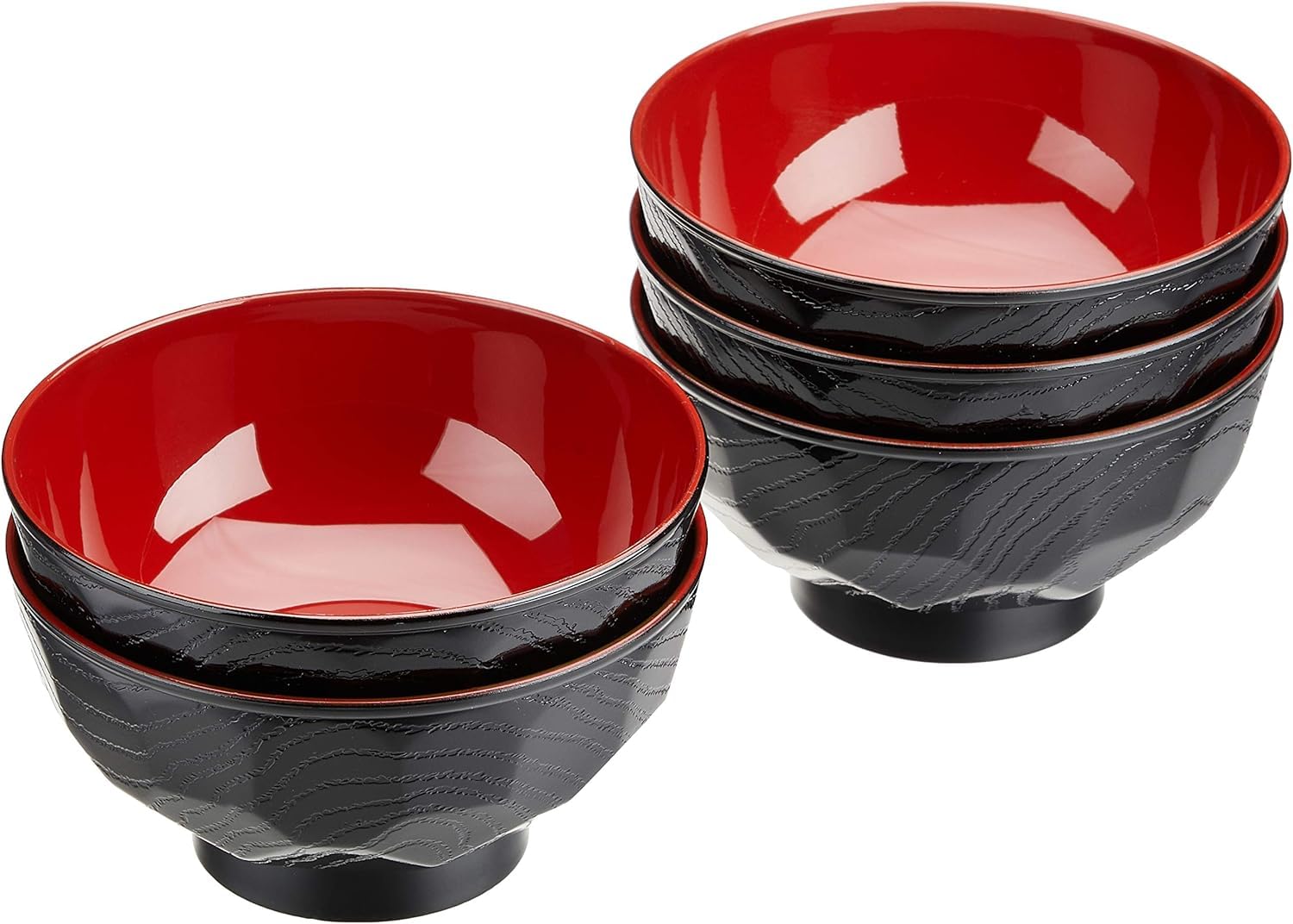 Wakaizumi Japanese Restaurant Tortoiseshell Pattern Soup Black with Red Set of Lacquerware, Lacquerware, 4-inch Bowl, Interior, 5, 1-188-1 чёрный