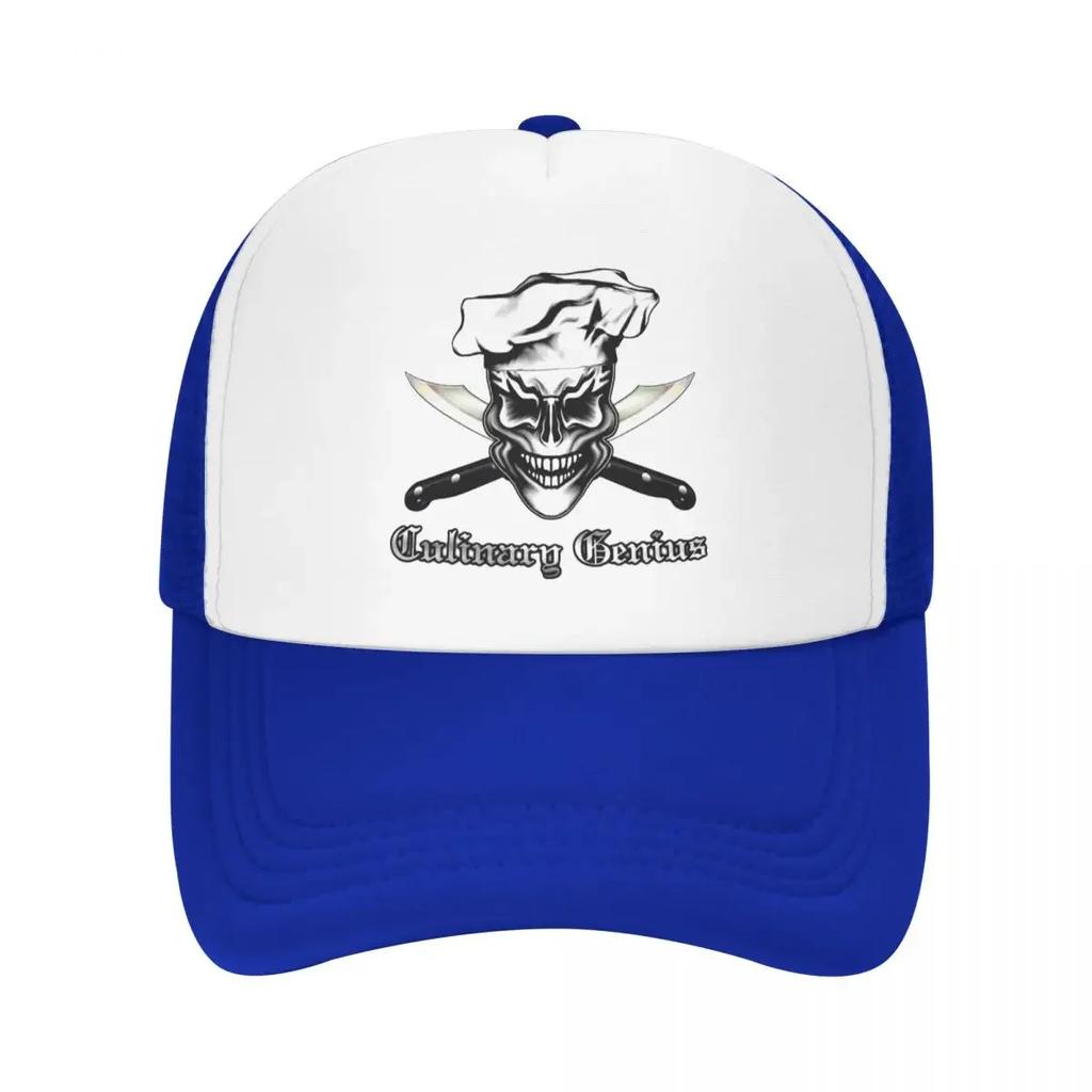 Personalized Culinary Genius Skull Chef Trucker Hat for Unisex Women Adjustable Unisex Cooking Pirate Baseball Cap Outdoor Dad Hat