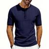 Men’s Short Sleeve Henley Shirt Casual Button Down Linen T Shirt Lightweight Breathable Summer Top for Everyday Wear