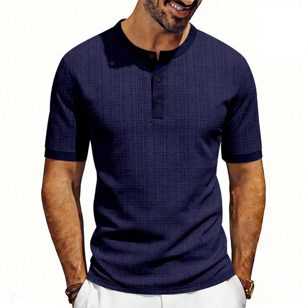 Men’s Short Sleeve Henley Shirt Casual Button Down Linen T Shirt Lightweight Breathable Summer Top for Everyday Wear