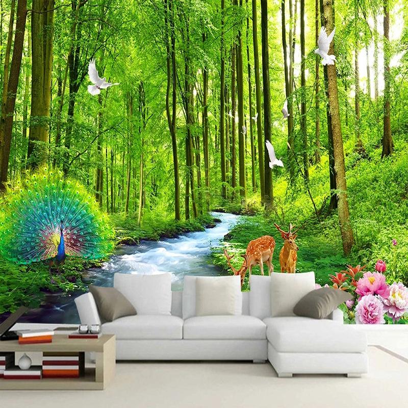 

3D Wallpaper Landscape Of Woods And Streams Photo Wall Murals Living Room Restaurant Backdrop Fresco Home Decor 3D Murals 200 cm(W) x 140 cm(H)