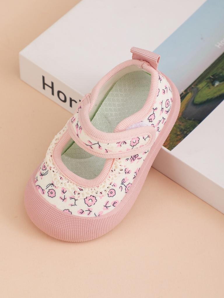Girls' Princess Shoes Spring and Autumn New Children's Canvas Shoes Fresh Style Baby Girl Velcro Walking Shoes