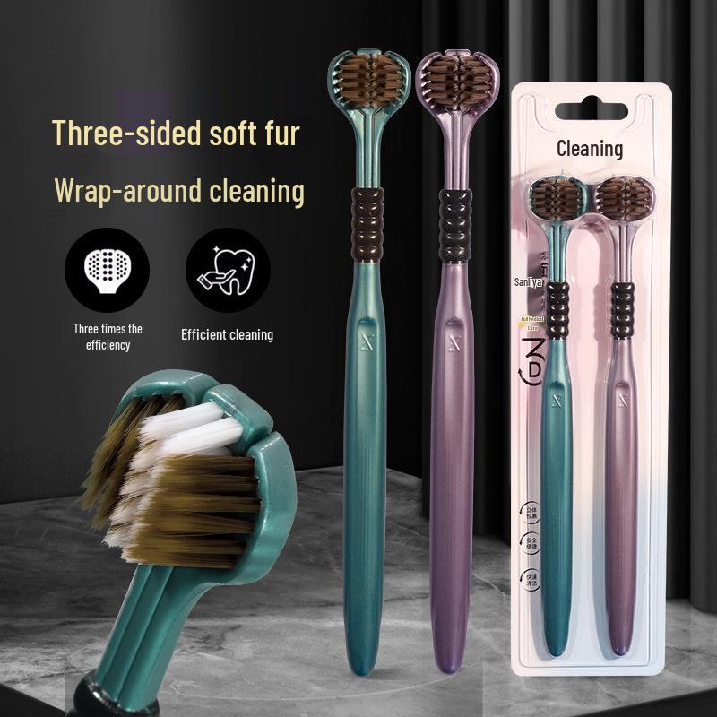 

Трехсторонняя мягкая зубная щетка для взрослых с широкой головкой и защитой десен XJ8822 Three-sided Brush