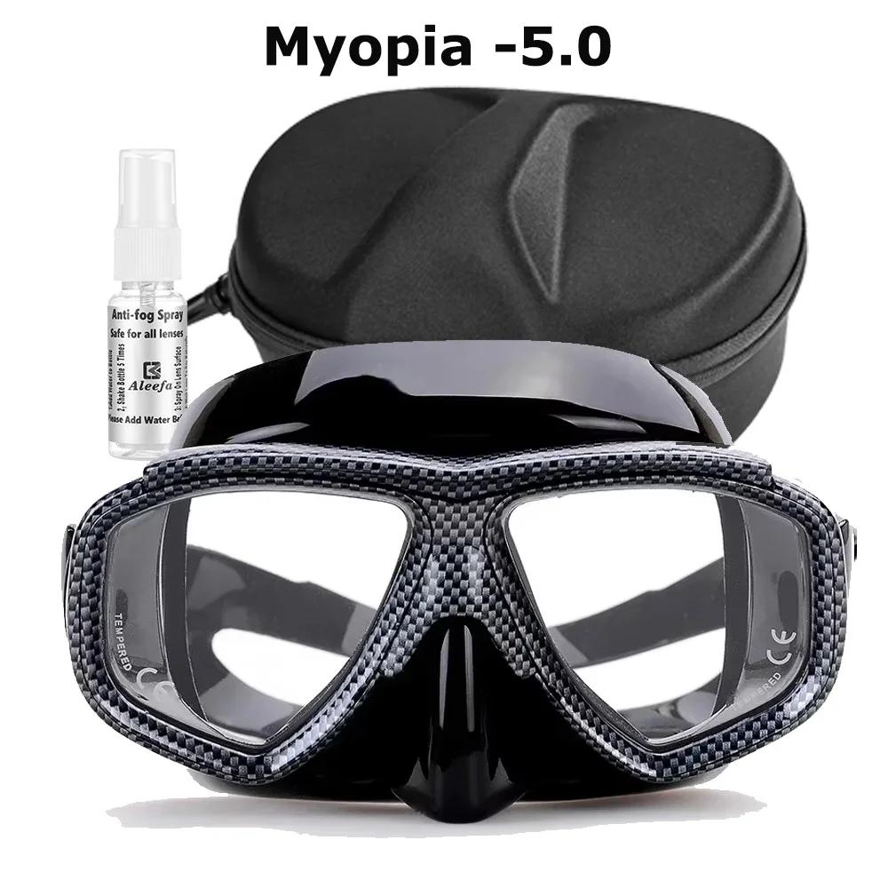 Myopie-Tauchmaske, gehärtete Glaslinsen, Camouflage mit Antibeschlag-Spray für Speerfischausrüstung, Schnorchelhaut