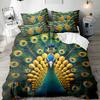 Peacock Series 3D Digital Printing Three-Piece Bedding Kit Bed Sheet Quilt Cover