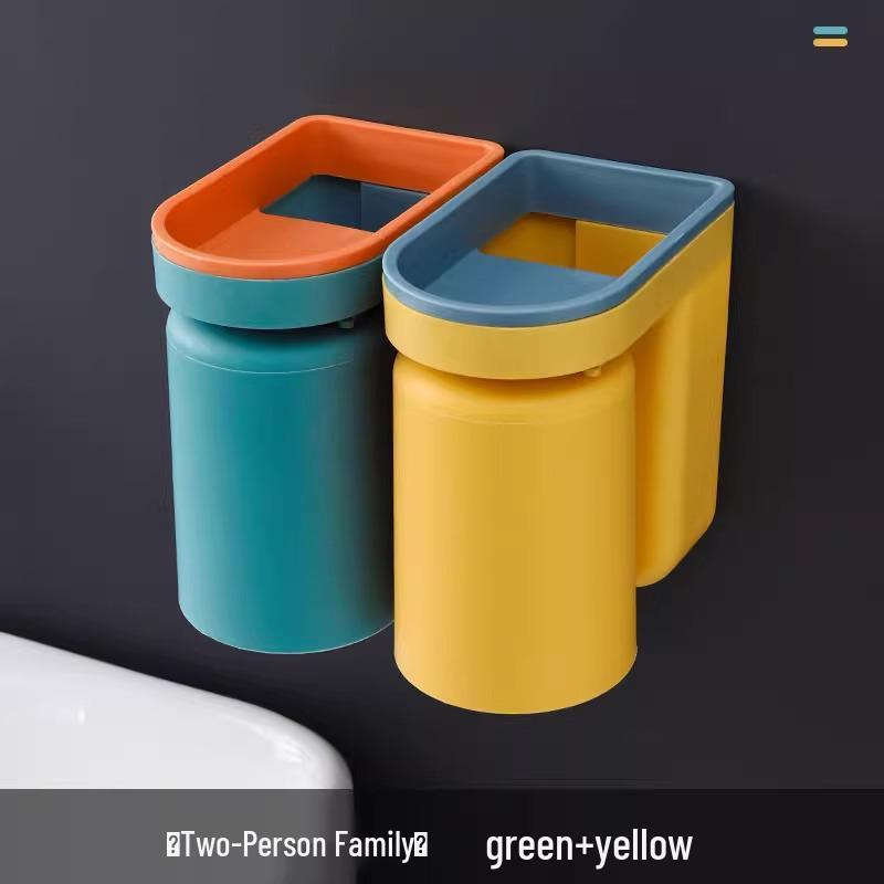 Wall-Mounted Toothbrush Holder & Cup Set - Punch-Free Bathroom Storage 