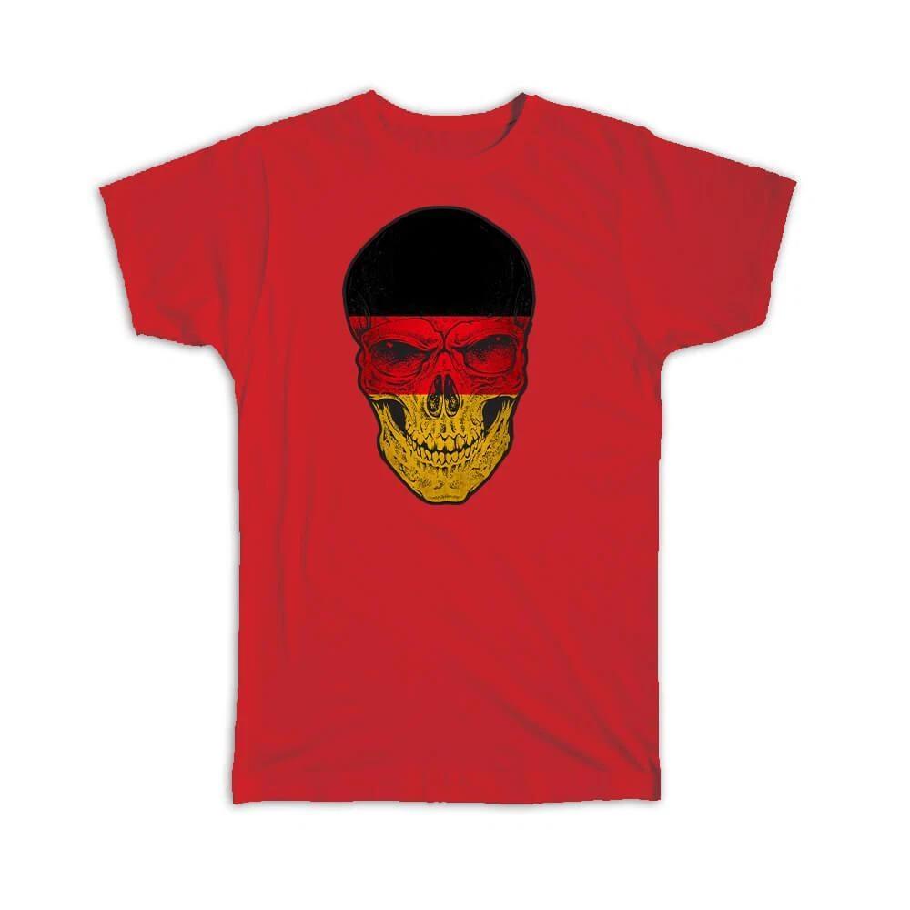 Gift T-Shirt : Germany Flag Skull German National Colors S