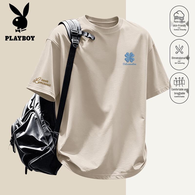 PLAYBOY Men s Lucky Clover K Print Cotton T-Shirt XL