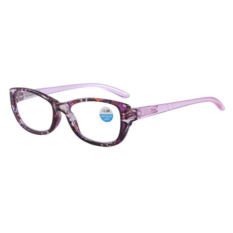 Chic Women's Retro Floral Anti-Blue Light Reading Glasses - Ultra-Light PC Frame, High-Definition Lenses, Slimming Design