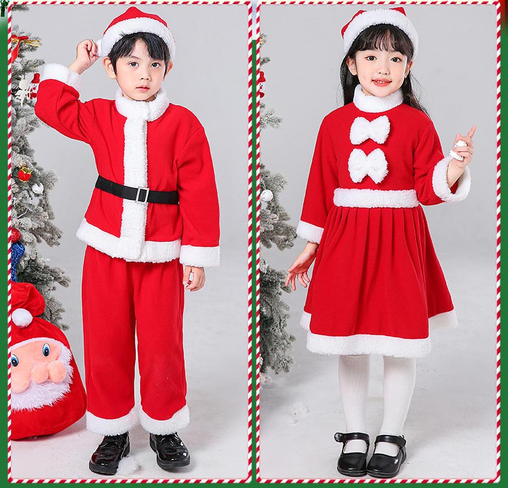 Lalapala Santa Cosplay Costume for Christmas Santa Santa Claus Cosplay Cute and Warm Kids Costume with Hat for Girls and Perfect for Cultural School