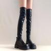 Recommended by the Blogger! Thick-soled Over-knee Boots, Women's Boots, Elastic High Boots, Black Boots.