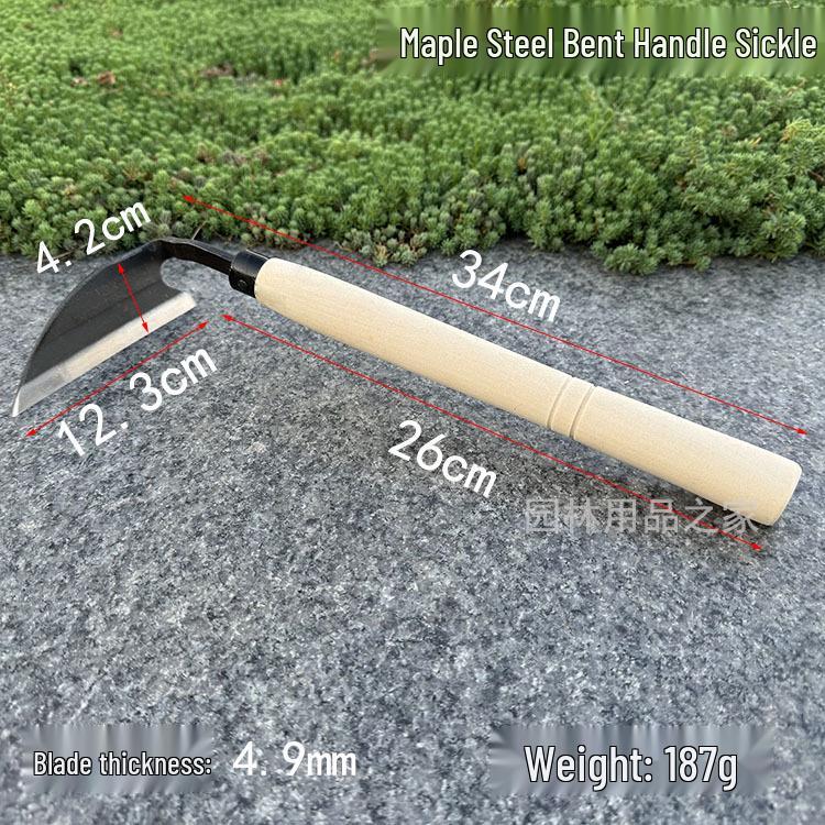 Stainless Steel Composite Sickle & Bent Handle Weeding Hoe - Farm & Garden Tool