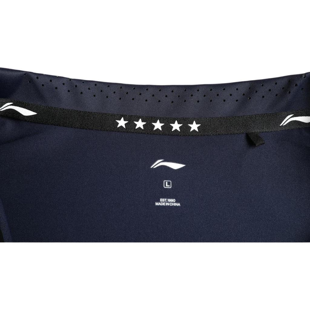 Li-Ning National Flag Letter Print Short Sleeve Polo Shirt Men Tops Blue APLS231-1