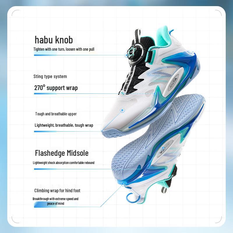 Anta Jungen Basketballschuhe Low-Top Serie Venom