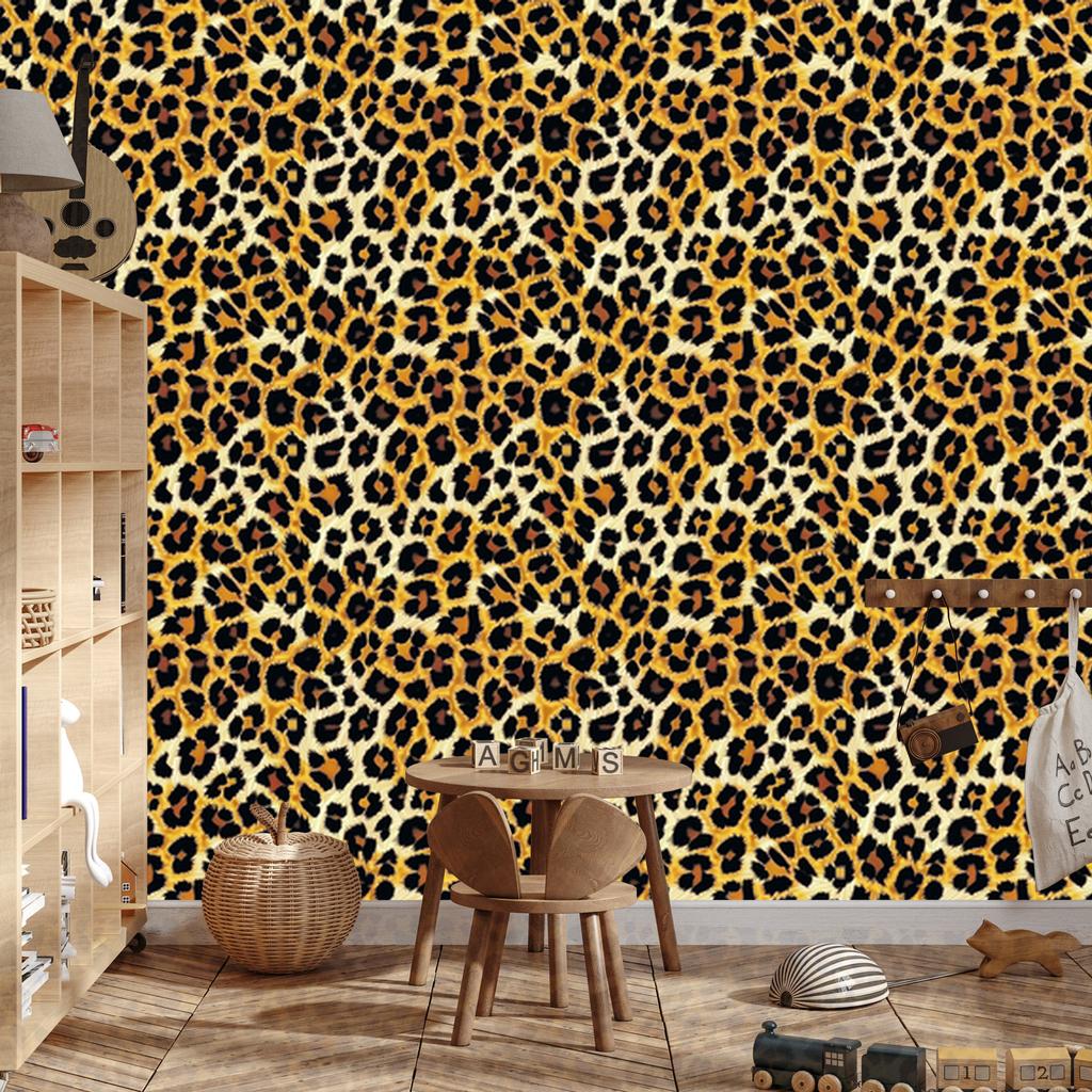 Animal Skin Wallpaper Gold, Ocher and Black for Living Room and Bedroom 50x1000