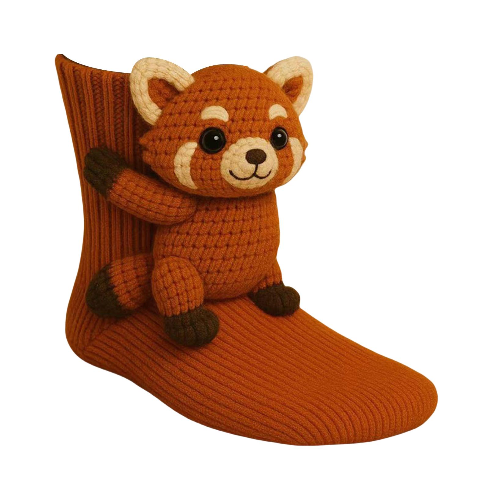 

3D в язані шкарпетки-тварини Милий Коала Панда Кіт Лінивець Шкарпетки-обійми Ручна робота Гачком Теплі Затишні Смішні Шкарпетки Новинка Панчоха для жінок