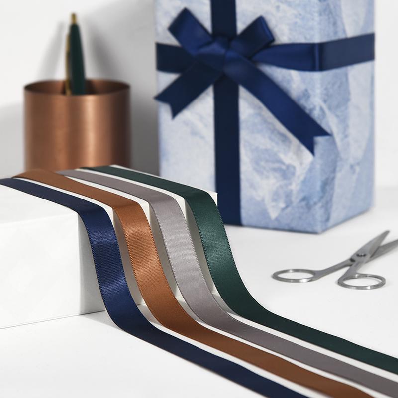 In Stock: 16mm Silk Ribbon with Wine Red, Black, and White Stripes for Gift Wrapping Continuous Silk Ribbon