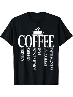 Christliches Kaffee Vergebung T-Shirt Religiöses Grafik-Tee Lässiges Baumwoll-Oberteil für Männer Frauen