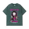 275 GSM Washed T-shirts 100% Cotton Demon Slayer V55 Nezuko Print Unisex Heavy Cotton T Shirt