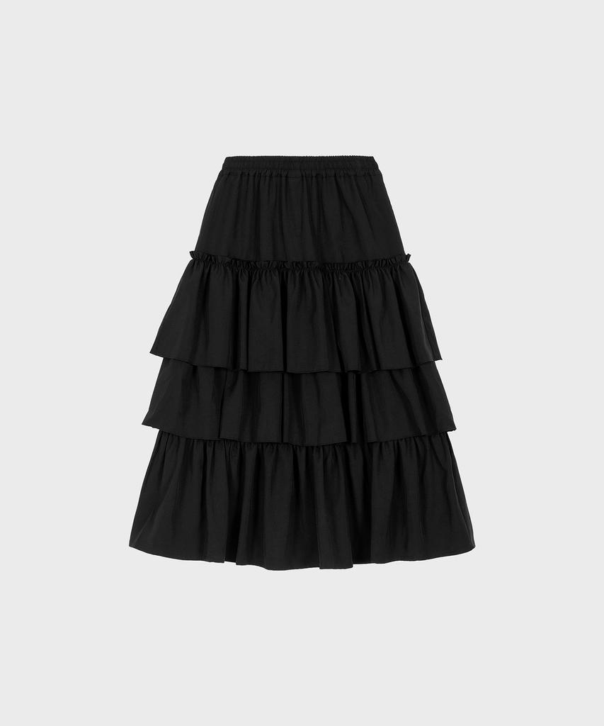 Alkialka Tiered Maxi Skirt (Black)