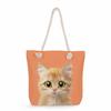 Multifunctional Cute Cat Printed Thick Rope Shoulder Beach Bag Casual Large Capacity Handbag 7608 KTB