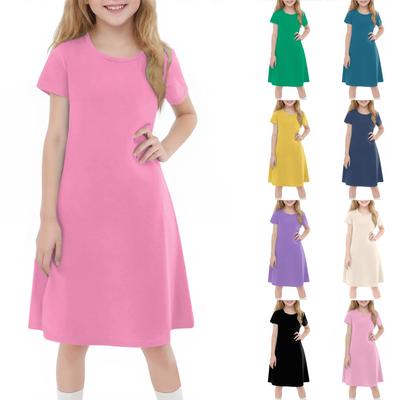 Children's Summer Short-sleeved Casual Fashion Round Neck Dress