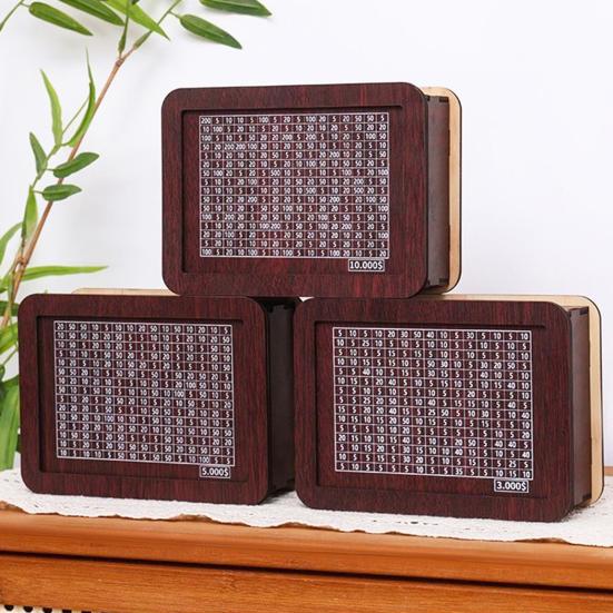 Wooden Money Box with Counter Savings Target And Numbers Money Saver Coin Bank Reusable Cash Vault Savings Box for Kids And Adults Savings Challenge