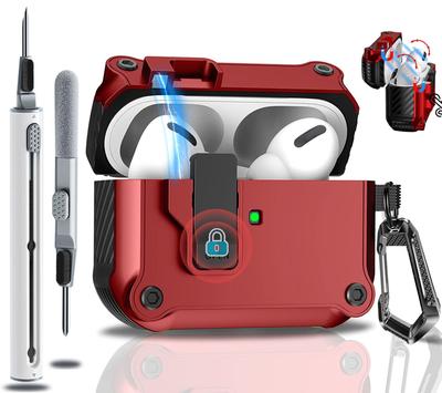 OJBSEN AirPods Case AirPods Pro 1st Generation Case with Safety Lock Automatic Button Hard TPU Airpods Pro Cover Magsafe Wireless Charging Compatible
