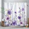 Watercolour Botanical Floral Leaf Shower Curtain Polyester Fabric Washable Home Bathroom Curtains Bathroom Decoration With Hooks