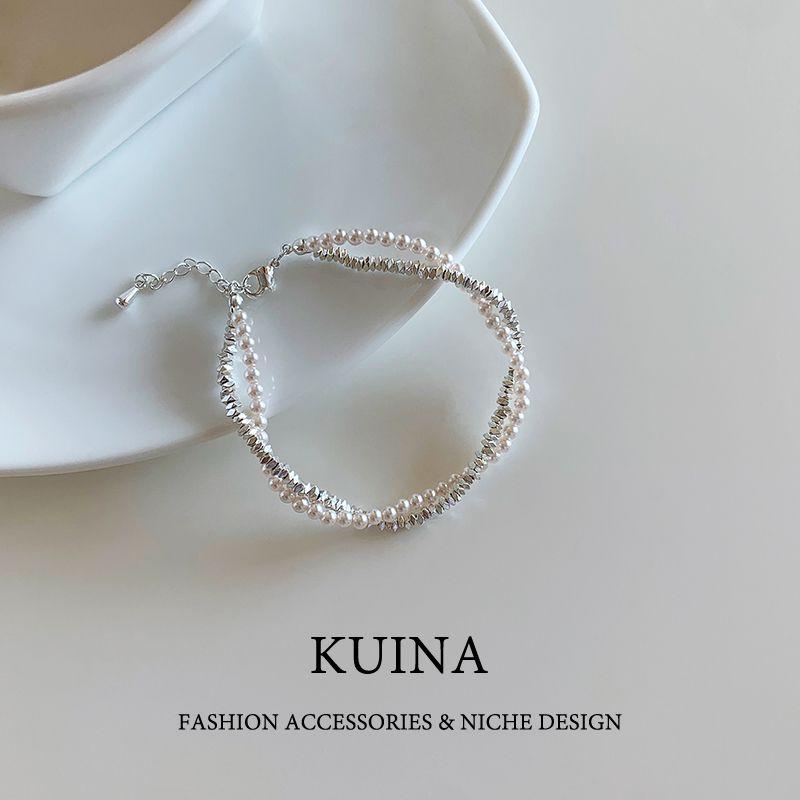 

2025 New Best Selling Pearl Double-Layer Bracelet for Women Light Luxury Minority Exquisite French Fashion Fancy Summer Ornament Image color