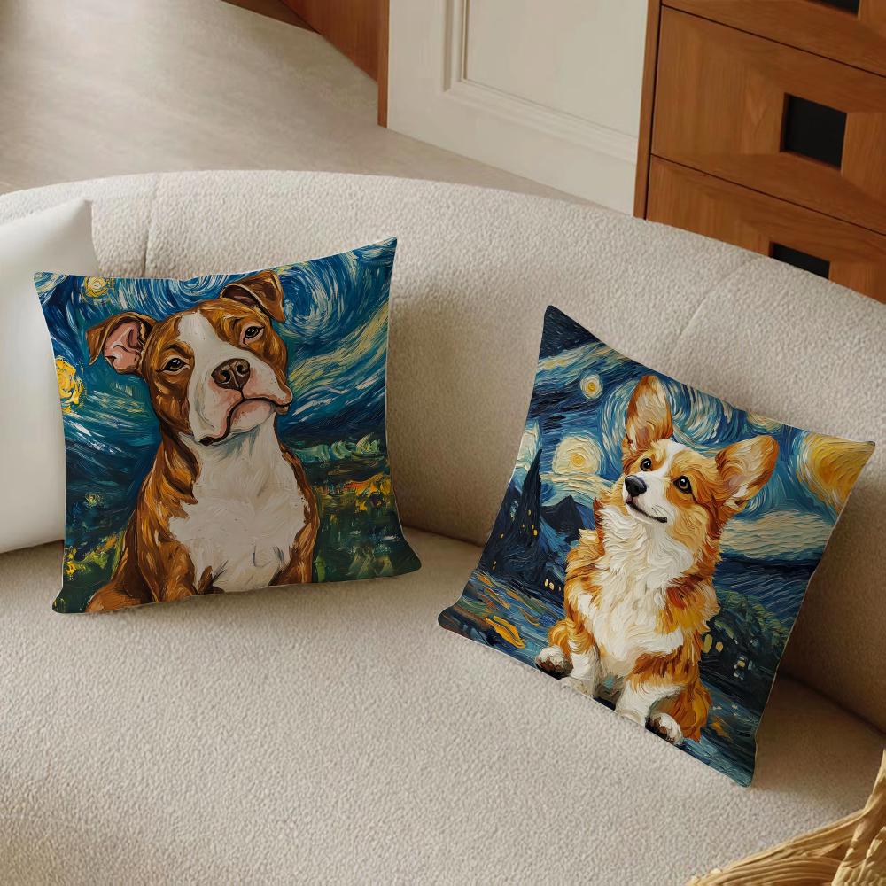 Cute Dog Cushion Cover Pillowcase Anti-Dustmite Living Room Sofa Decor Cushion Room