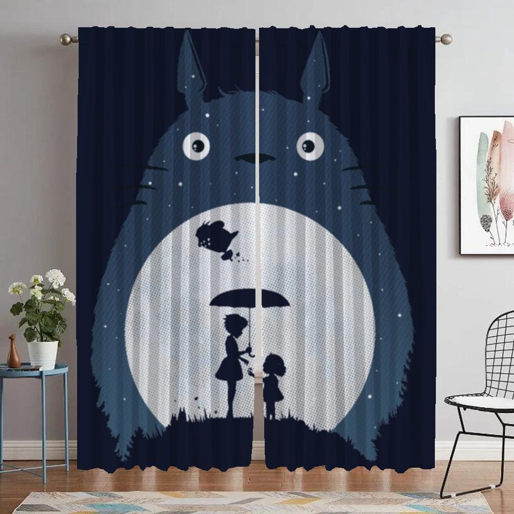 Zasłony Totoros do Salonu Zasłona do Pokoju 2 Panele Rolety Przegroda Dekoracja Halloween Kuchnia Zaciemniająca Elegancki Pokój