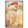 Vintage Metal Tin Signs Beauty-Art Nouveau Decorative Signs Four Seasons - Illustration Girl Retro Wall Decor Home Wall Signs