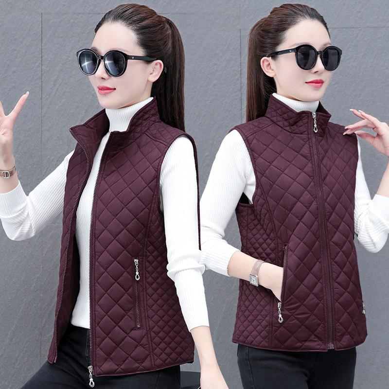 Lightweight Down Vest Women's Autumn Winter Cropped Middle Age Mother's Attire Zipper Cardigan Jacket