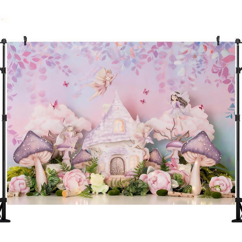 LS Butterfly Garden Backgrounds Cake Smash Kids Adult Photography Props Child Baby Balloon Decors Photo Backdrops
