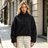 Women's Half Zip Long Sleeve Cropped Color Pullover Sweatshirt