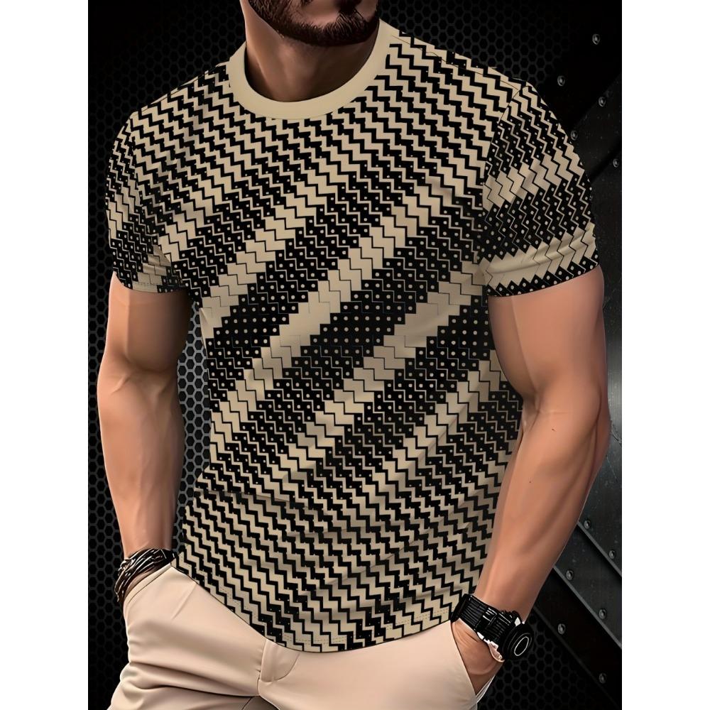 Men's 3D Line Stripe Printed T-shirt