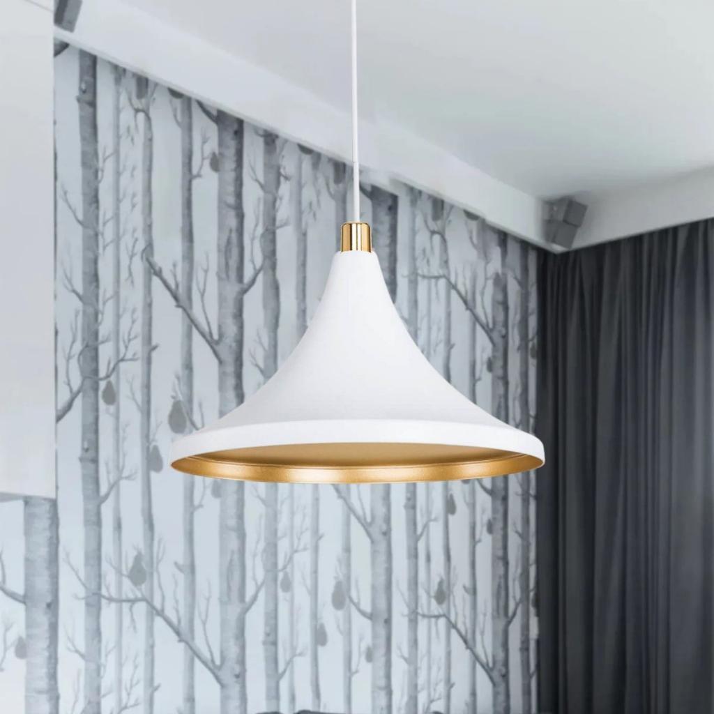 Stil Enkel Mika Pendel Hvitt Gull Farge Kjøkken Lysekrone Cafe Armatur Kontor Lagerbelysning