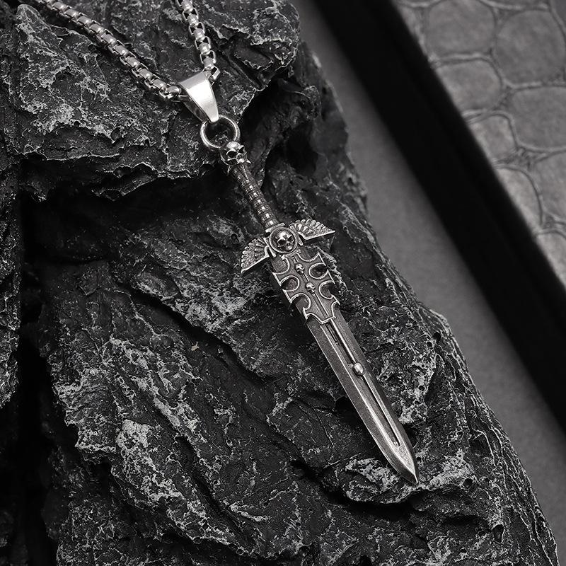 Hot Selling Accessories Big Sword Pendant Men's Punk Style Hip Hop Necklace Statement Accessories Necklace