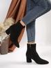 New women's pointed high-heeled short boots fashion suede thick-heeled short boots pointed thin British style towel boots