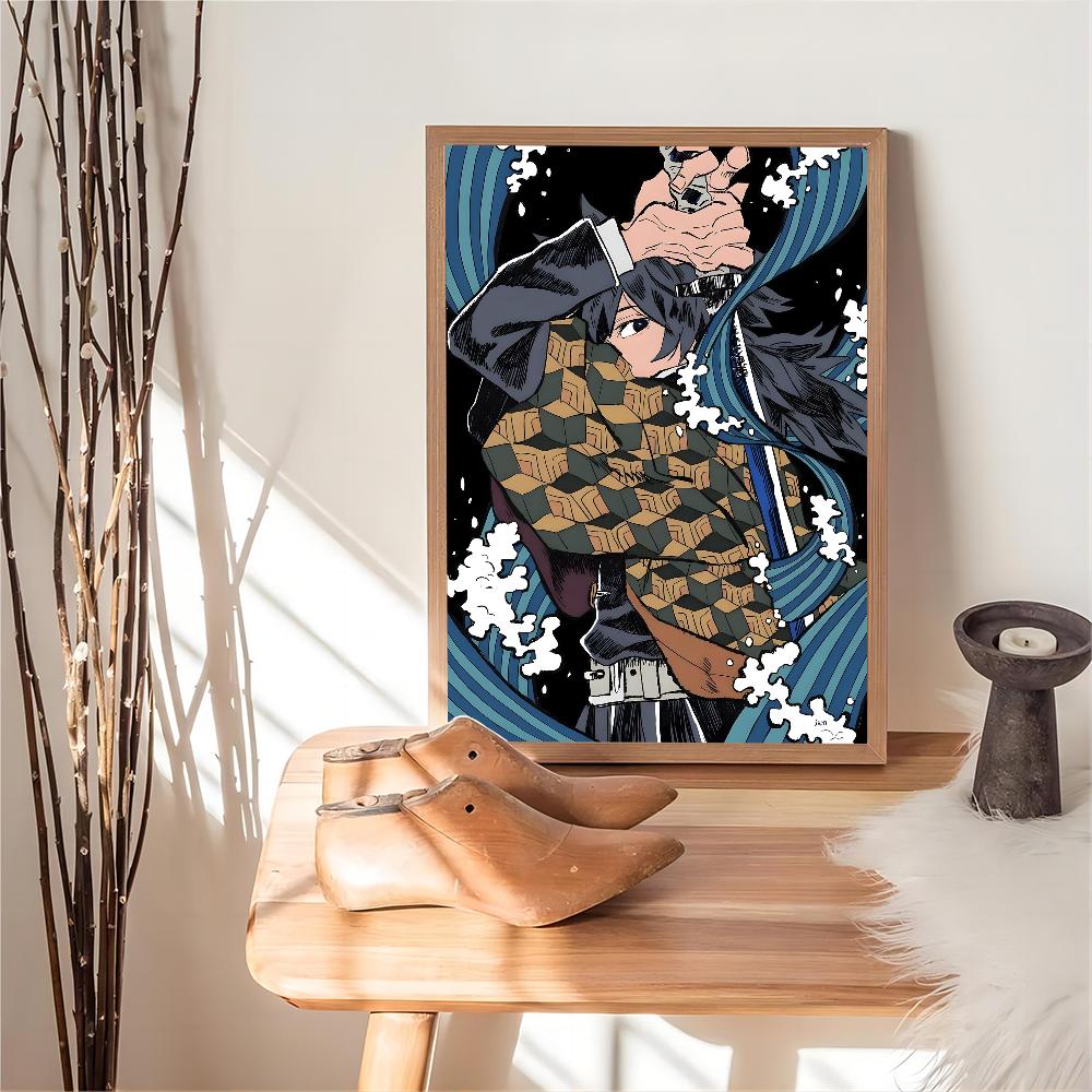Demon Slayer Tomioka Giyuu DIY Sticky Poster Fancy Wall Sticker for Living Room Bar Decoration Wall Decor